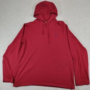 Polo Ralph Lauren Hooded Shirt Mens L Burgundy Long Sleeve Pony Logo